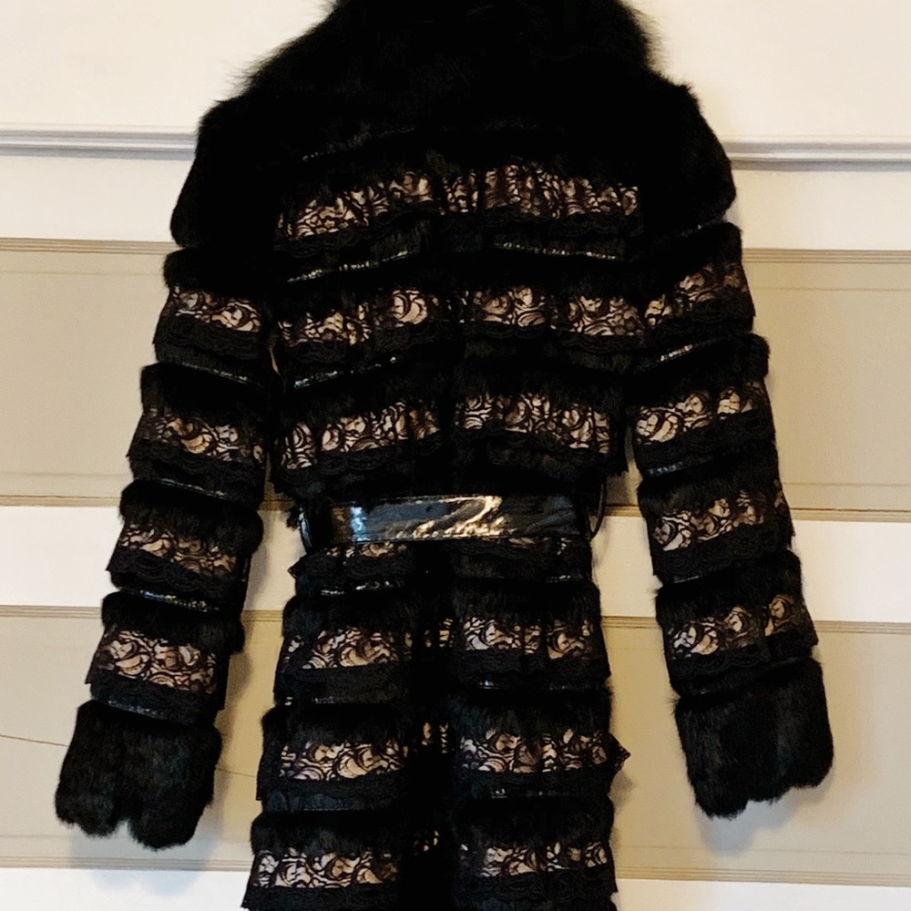 HP Dana Stein full length rabbit fur and lace coat - Picture 3 of 6